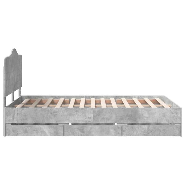 Bettrahmen mit Kopfteil Beton Grau 120 x 200 cm Ingenieurs Holz