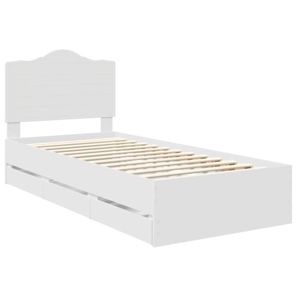 Bettrahmen mit Schubladen Weiß 98,5 x 200 cm Ingenieurs Holz