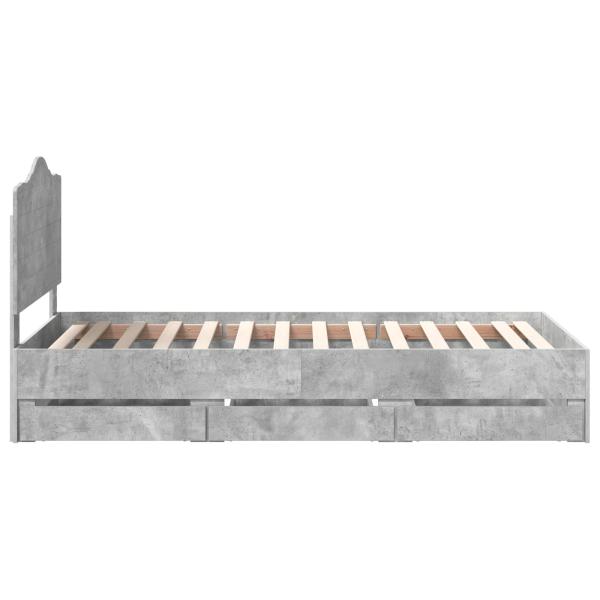 Bettrahmen mit Kopfteil Beton Grau 90 x 190 cm Ingenieurs Holz