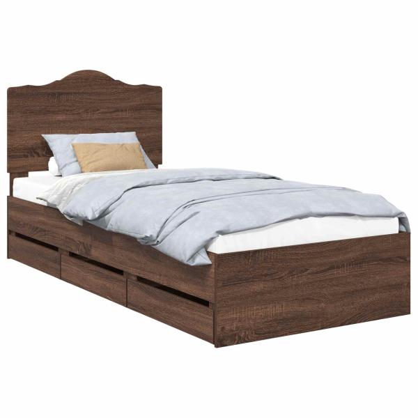 Bettrahmen Braun Eichen-Optik 90 x 190 cm Ingenieurs Holz