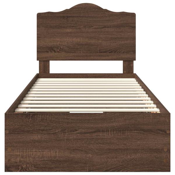 Bettrahmen Braun Eichen-Optik 90 x 190 cm Ingenieurs Holz