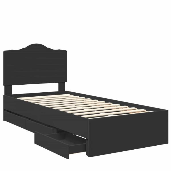 Bettrahmen mit Schubladen Schwarz 90 x 200 cm Ingenieurs Holz