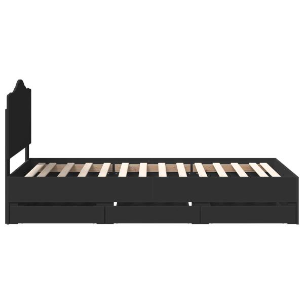 Bettrahmen mit Schubladen Schwarz 90 x 200 cm Ingenieurs Holz