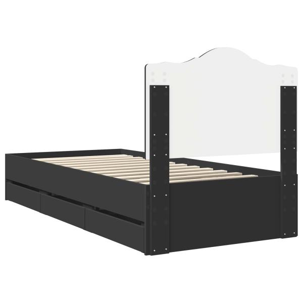 Bettrahmen mit Schubladen Schwarz 90 x 200 cm Ingenieurs Holz
