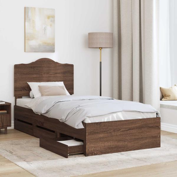 Bettrahmen Braun Eichen-Optik 90 x 200 cm Ingenieurs Holz