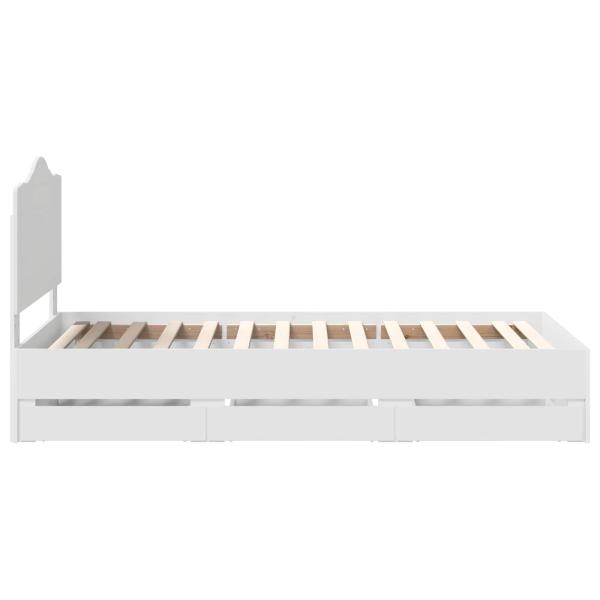 Bettrahmen mit Schubladen Weiß 75 x 190 cm Ingenieurs Holz