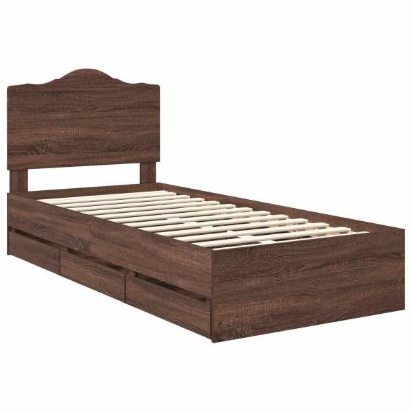 Bettrahmen Braun Eichen-Optik 75 x 190 cm Ingenieurs Holz