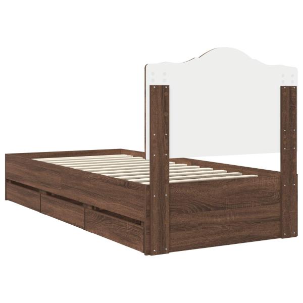 Bettrahmen Braun Eichen-Optik 75 x 190 cm Ingenieurs Holz