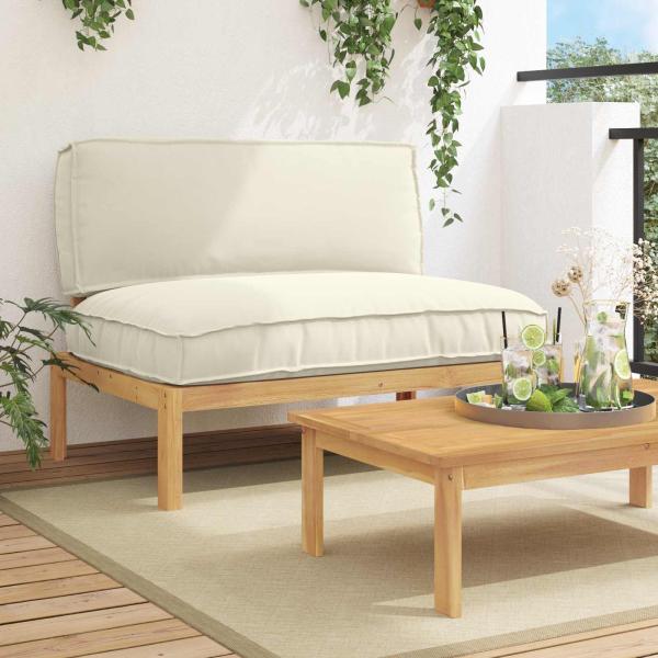 ARDEBO.de - Sofa Set mit Kissen Creme 120 x 80 x 69 cm Massivholz Akazie