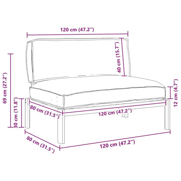 Sofa Set mit Kissen Creme 120 x 80 x 69 cm Massivholz Akazie