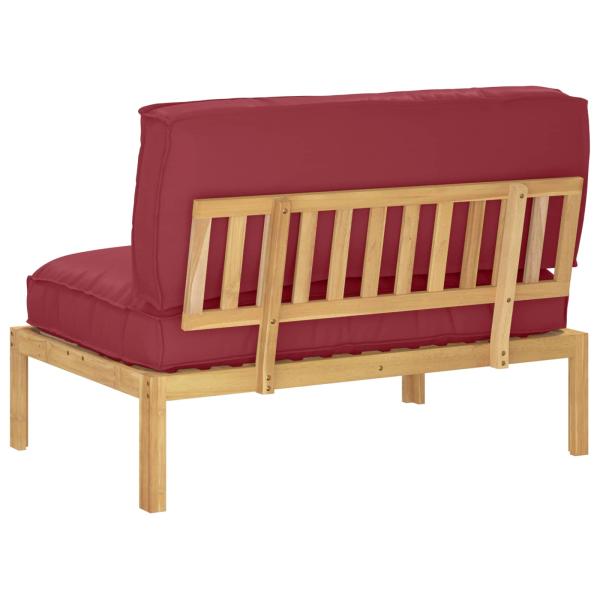 Sofa Set mit Kissen Weinrot 120 x 80 x 69 cm Massivholz Akazie