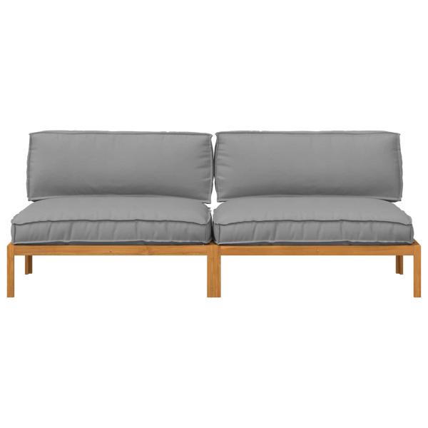 Sofa Set mit Kissen Uni Grau 240 x 80 x 69 cm Massivholz Akazie
