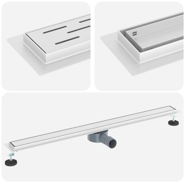 Duschablauf 2-in-1 mit 360° Siphon Silber 100 cm Edelstahl 304