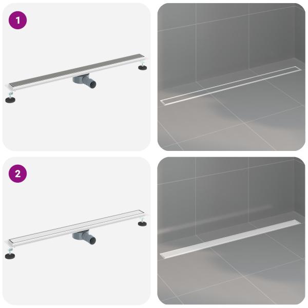Duschablauf 2-in-1 mit 360° Siphon Silber 100 cm Edelstahl 304