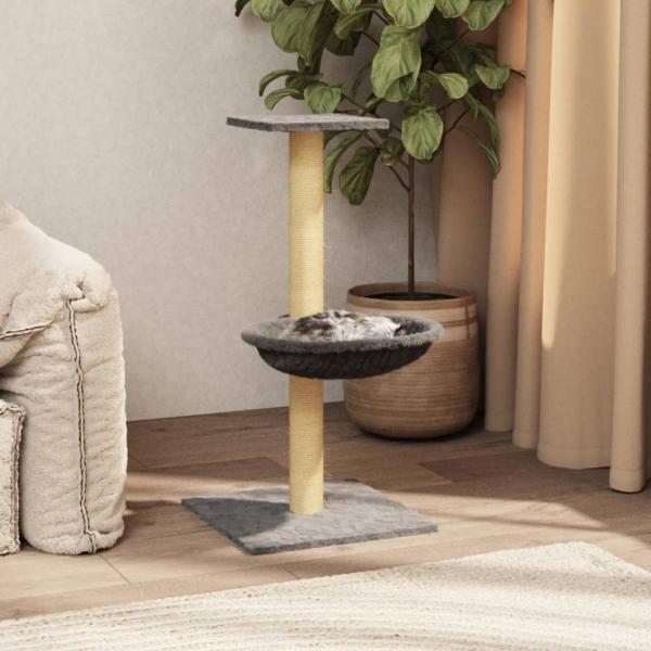 ARDEBO.de - Kratzbaum mit Sisal-Kratzsäule Hellgrau 74 cm