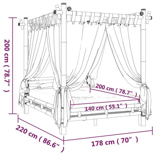 Himmelbett 140x200 cm Bambus