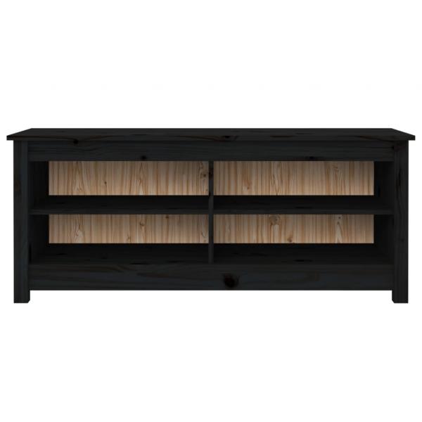 Schuhbank Schwarz 110x38x45,5 cm Massivholz Kiefer