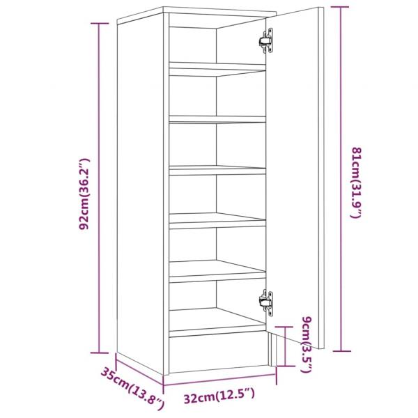 Schuhregal Grau Sonoma 32x35x92 cm Holzwerkstoff
