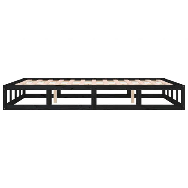 Massivholzbett Schwarz 135x190 cm