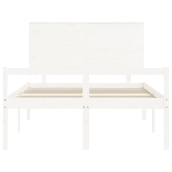 Seniorenbett mit Kopfteil Weiß Massivholz