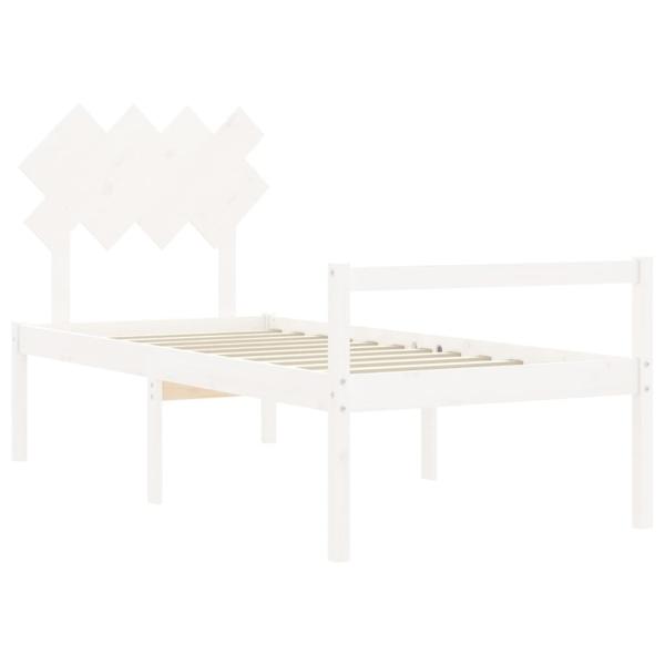 Seniorenbett mit Kopfteil 90x200 cm Weiß Massivholz