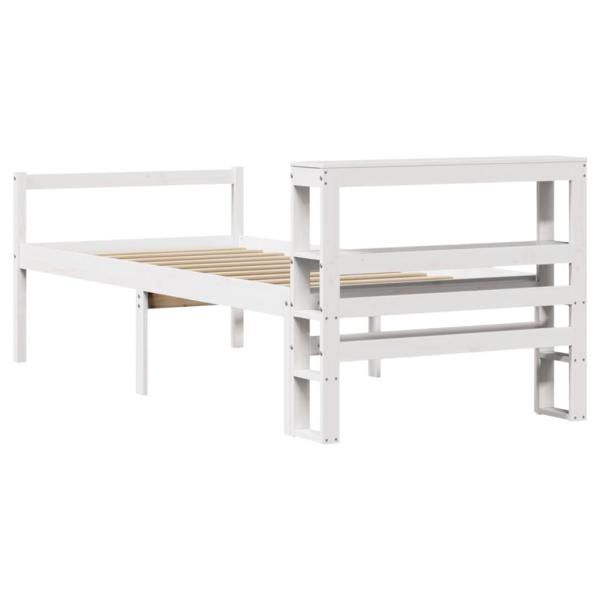 Seniorenbett mit Kopfteil Weiß 90x200 cm Massivholz Kiefer