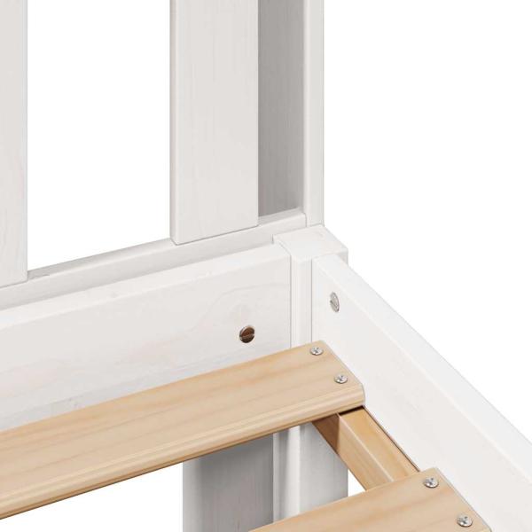 Massivholzbett mit Regal ohne Matratze Weiß 90x200 cm Kiefer