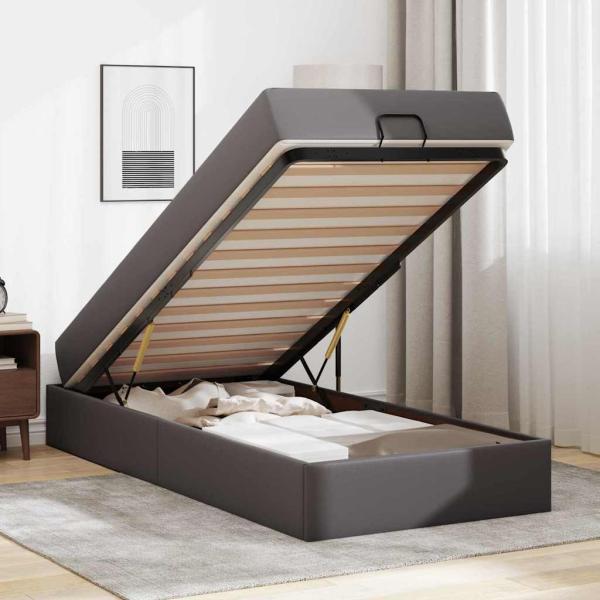 Bettgestell mit Matratze mit Matratze 2 pcs Grau PVC