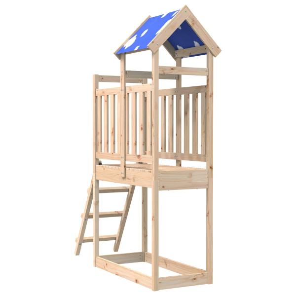 ARDEBO.de - Spielturm Braun 52,5 x 110,5 x 215 cm Massives Kiefernholz