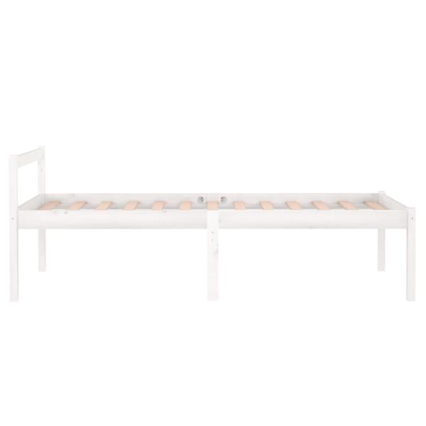 Seniorenbett Weiß 90x200 cm Massivholz Kiefer