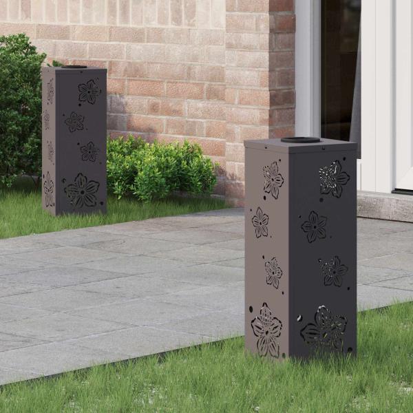 ARDEBO.de - Solar LED Weg Licht 2 pcs Schwarz Kalt gewalzter Stahl