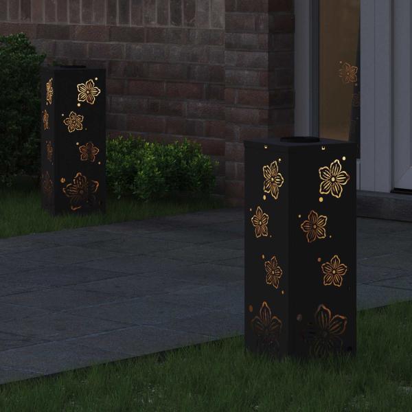 Solar LED Weg Licht 2 pcs Schwarz Kalt gewalzter Stahl