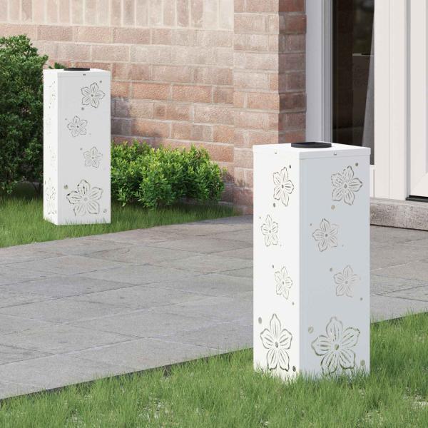 ARDEBO.de - Solar LED Weg Licht 2 pcs Weiß Kalt gewalzter Stahl