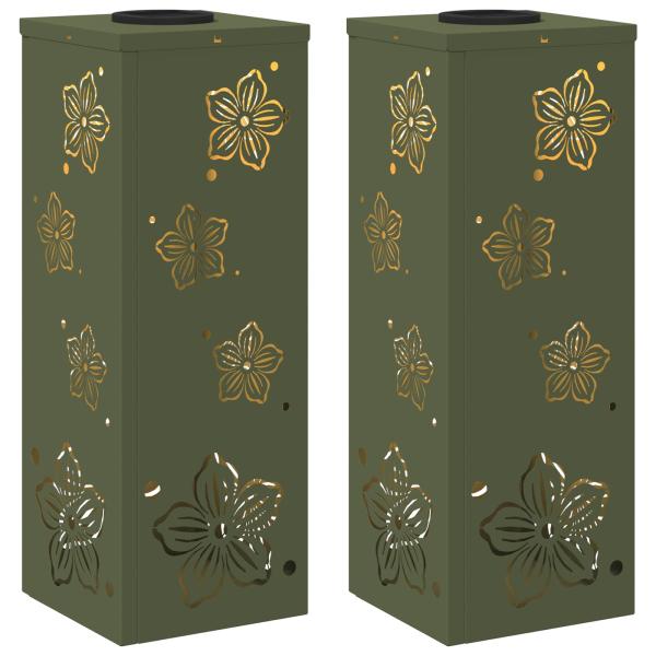 Solar LED Weg Licht 2 pcs Olive Grün Kalt gewalzter Stahl