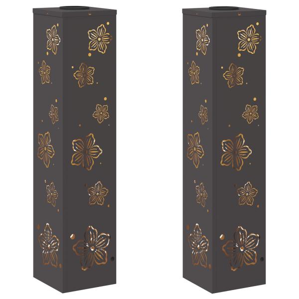 Solar LED Weg Licht 2 pcs Schwarz Kalt gewalzter Stahl