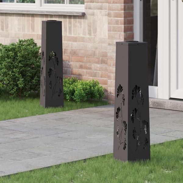 ARDEBO.de - Solar LED Weg Licht 2 pcs Schwarz Kalt gewalzter Stahl