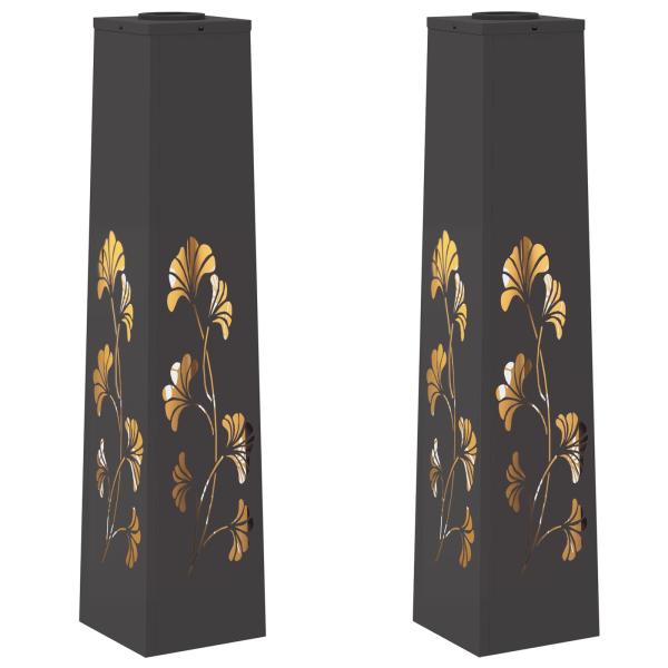 Solar LED Weg Licht 2 pcs Schwarz Kalt gewalzter Stahl