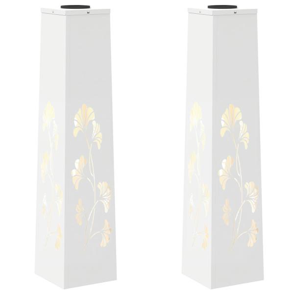 Solar LED Weg Licht 2 pcs Weiß Kalt gewalzter Stahl