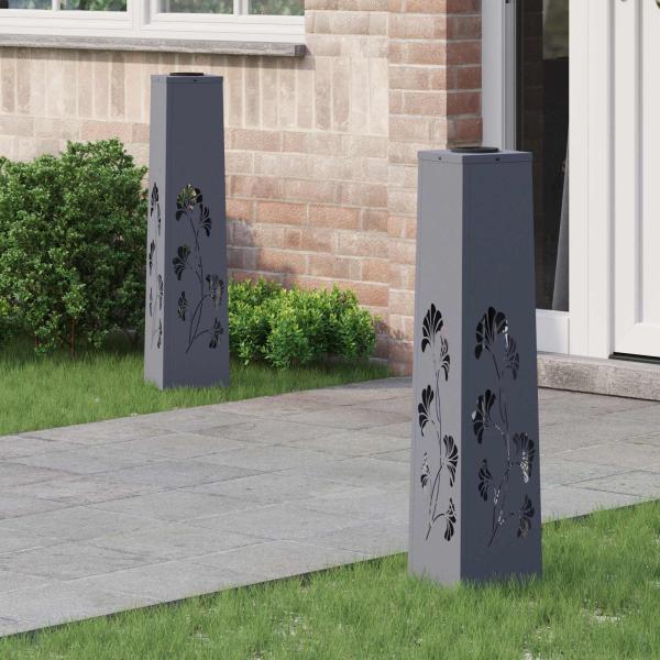 ARDEBO.de - Solar LED Weg Licht 2 pcs Anthrazit Kalt gewalzter Stahl