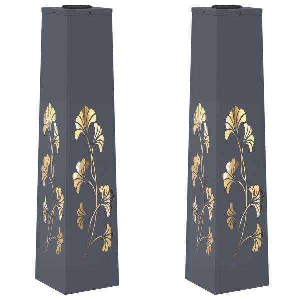 Solar LED Weg Licht 2 pcs Anthrazit Kalt gewalzter Stahl