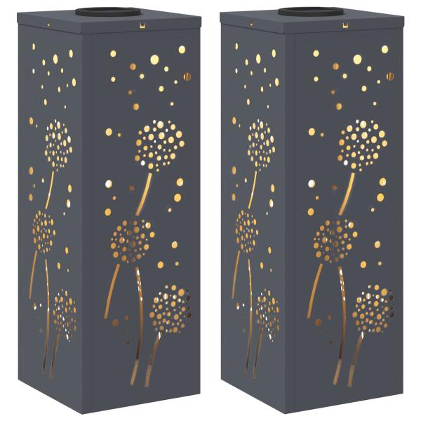 Solar LED Weg Licht 2 pcs Anthrazit Kalt gewalzter Stahl