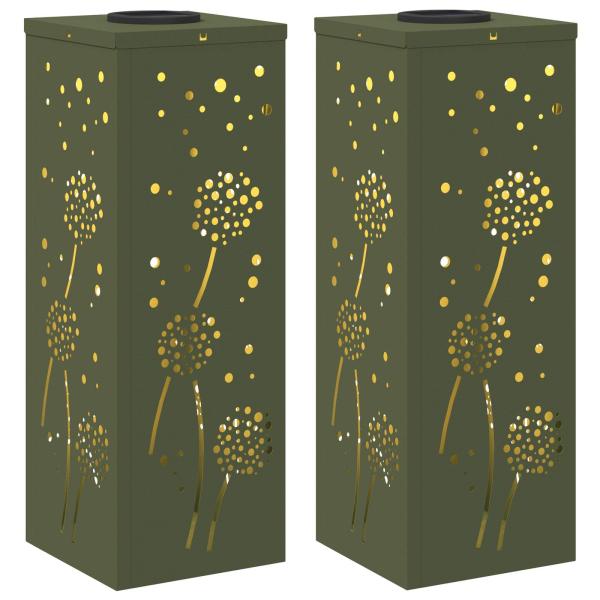 Solar LED Weg Licht 2 pcs Olive Grün Kalt gewalzter Stahl