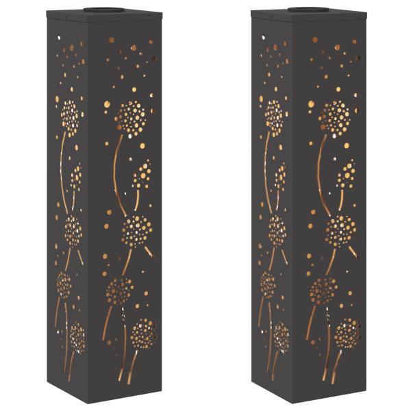 Solar LED Weg Licht 2 pcs Schwarz Kalt gewalzter Stahl