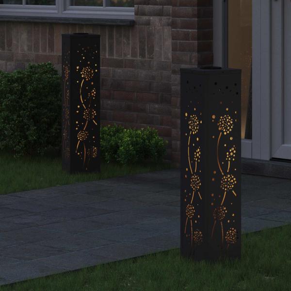 Solar LED Weg Licht 2 pcs Schwarz Kalt gewalzter Stahl