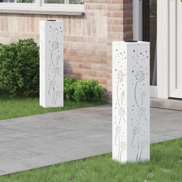ARDEBO.de - Solar LED Weg Licht 2 pcs Weiß Kalt gewalzter Stahl