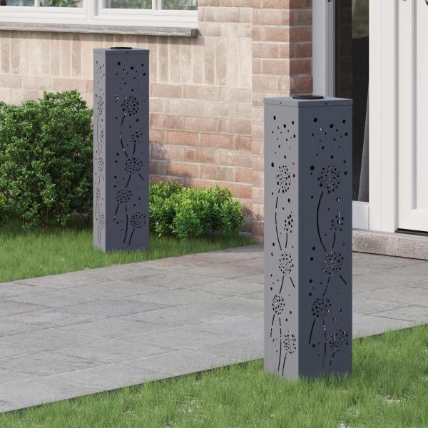 ARDEBO.de - Solar LED Weg Licht 2 pcs Anthrazit Kalt gewalzter Stahl