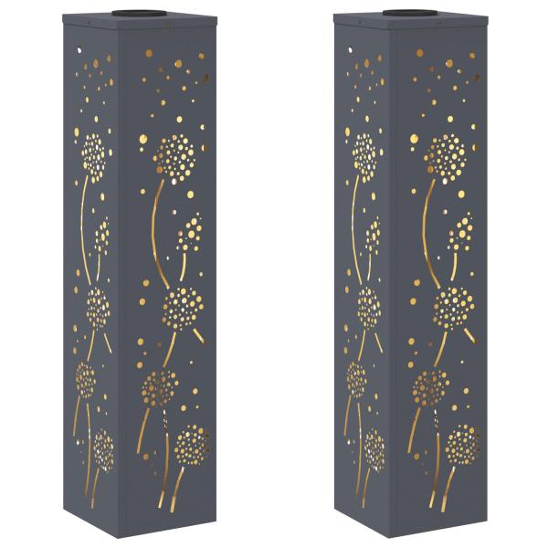 Solar LED Weg Licht 2 pcs Anthrazit Kalt gewalzter Stahl