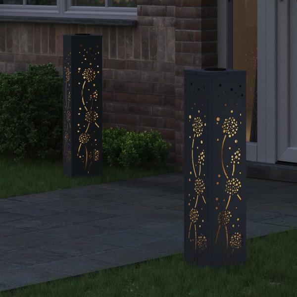 Solar LED Weg Licht 2 pcs Anthrazit Kalt gewalzter Stahl