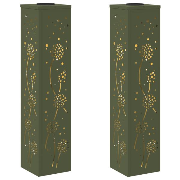 Solar LED Weg Licht 2 pcs Olive Grün Kalt gewalzter Stahl