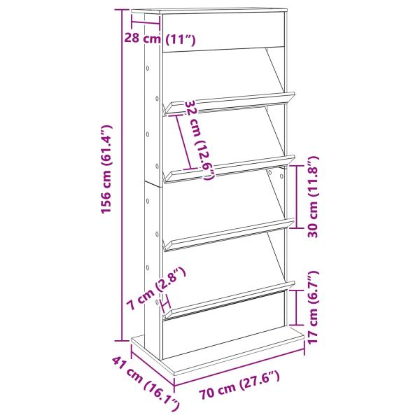 Magazinregal mit Regal Altholz 70 x 41 x 156 cm Holzwerkstoff